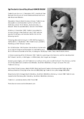 A preview of a PDF biography for Wood, Frederick Lionel Roy